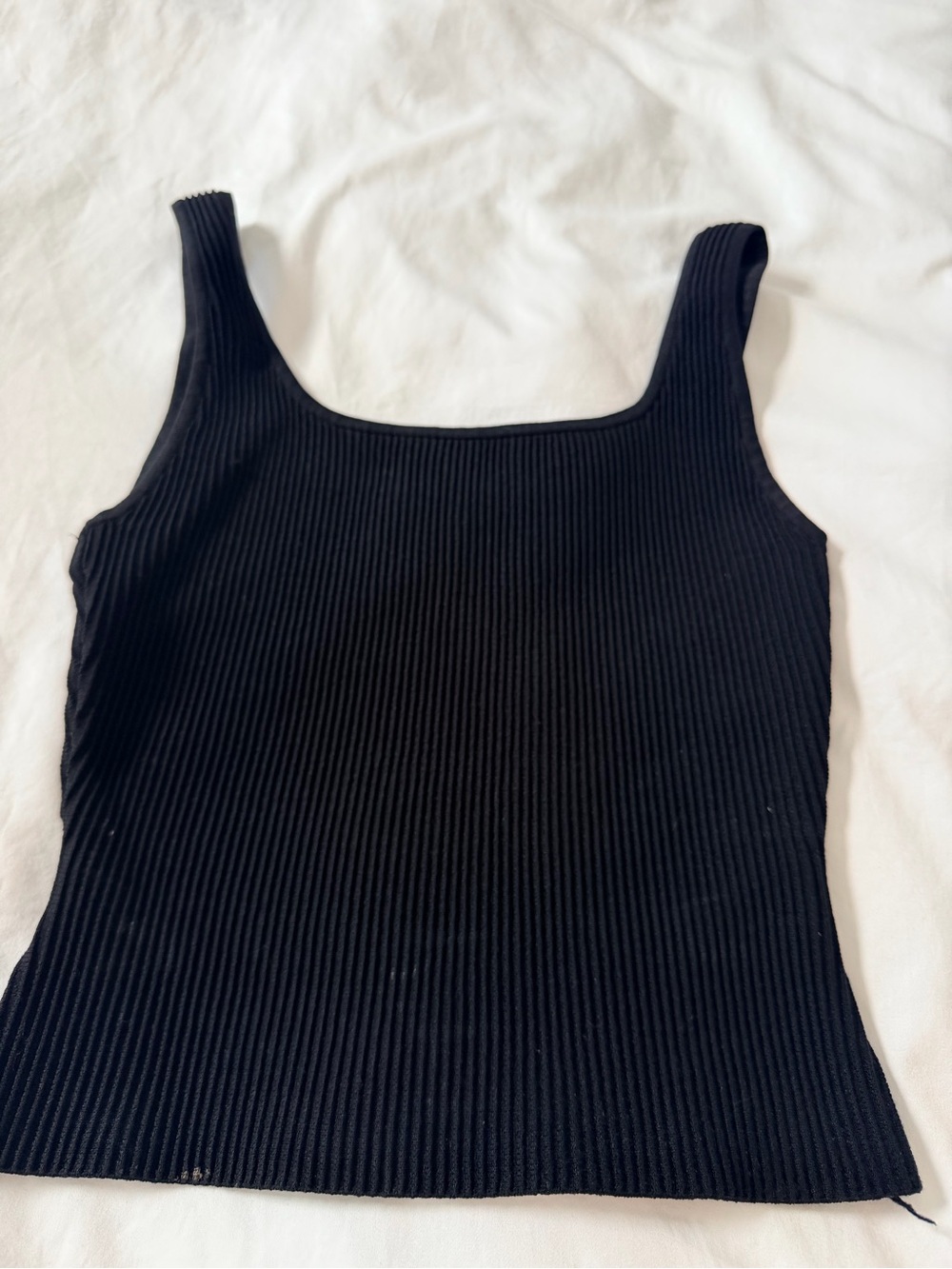 Aritzia Black Ribbed Square-Neck Tank